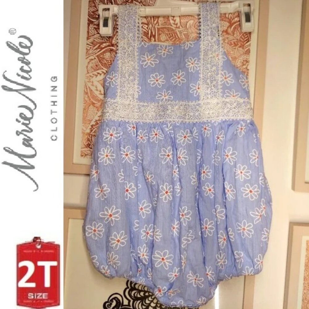 🎁 10/$25 -Marie Nicole blue floral romper, 2T